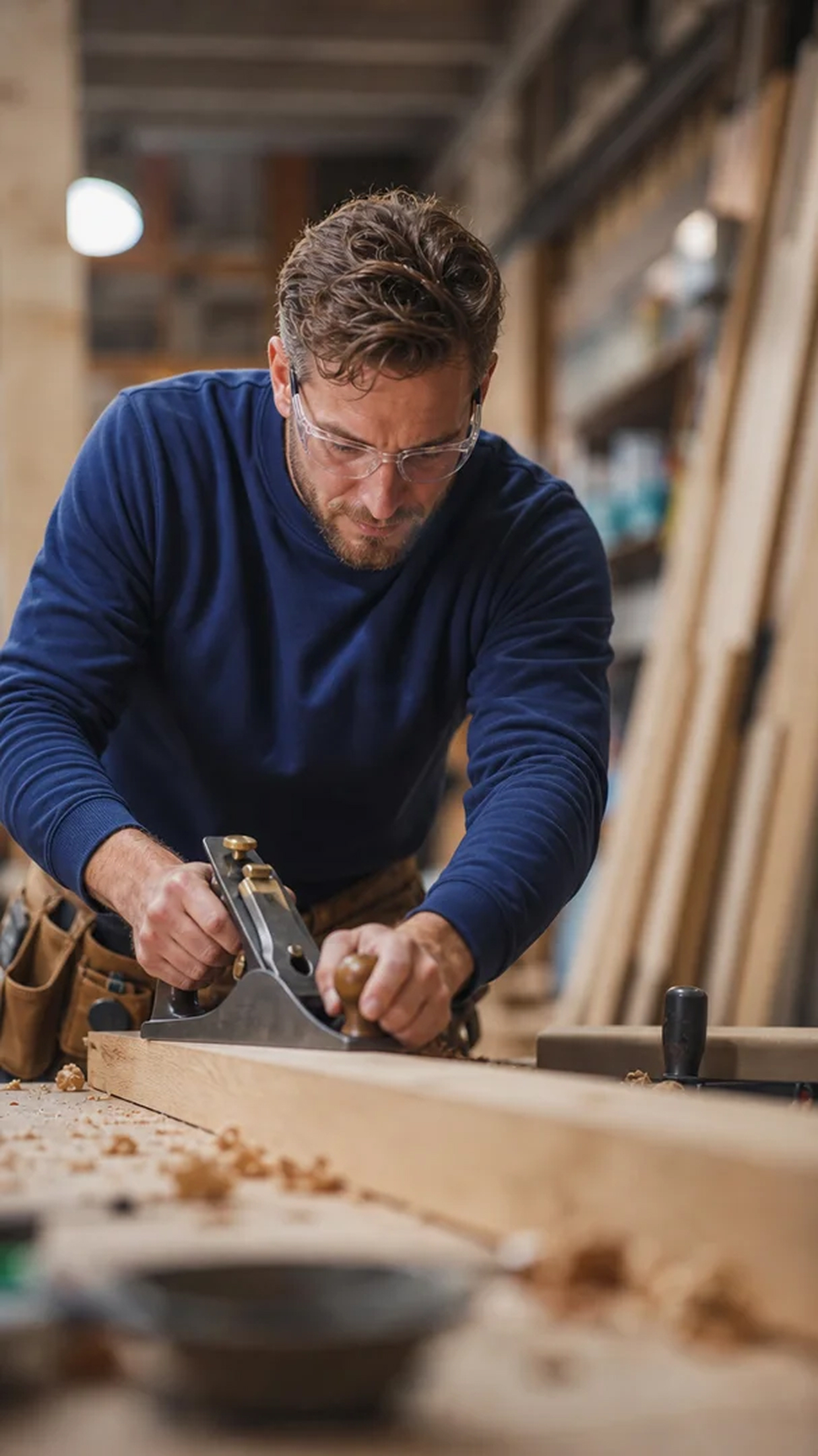 Tradesperson working in a workshop.